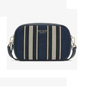 Kate Spade Astrid Canvas Stripe Zip Around Closure Medium Camera Bag - Blue
